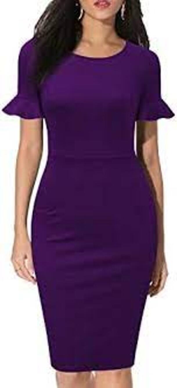NEW! Woosea Shift Dress Short Sleeve Purple Modest - 14
